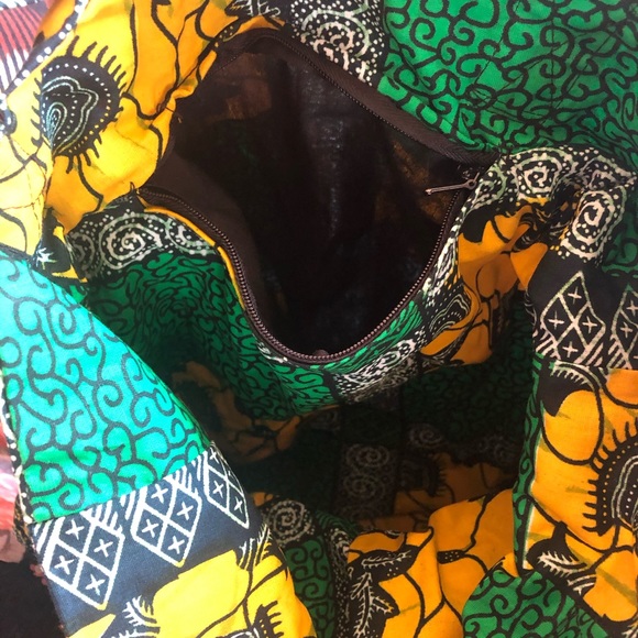 Ankara Cotton Tote with Zipper Pocket - Picture 3 of 4
